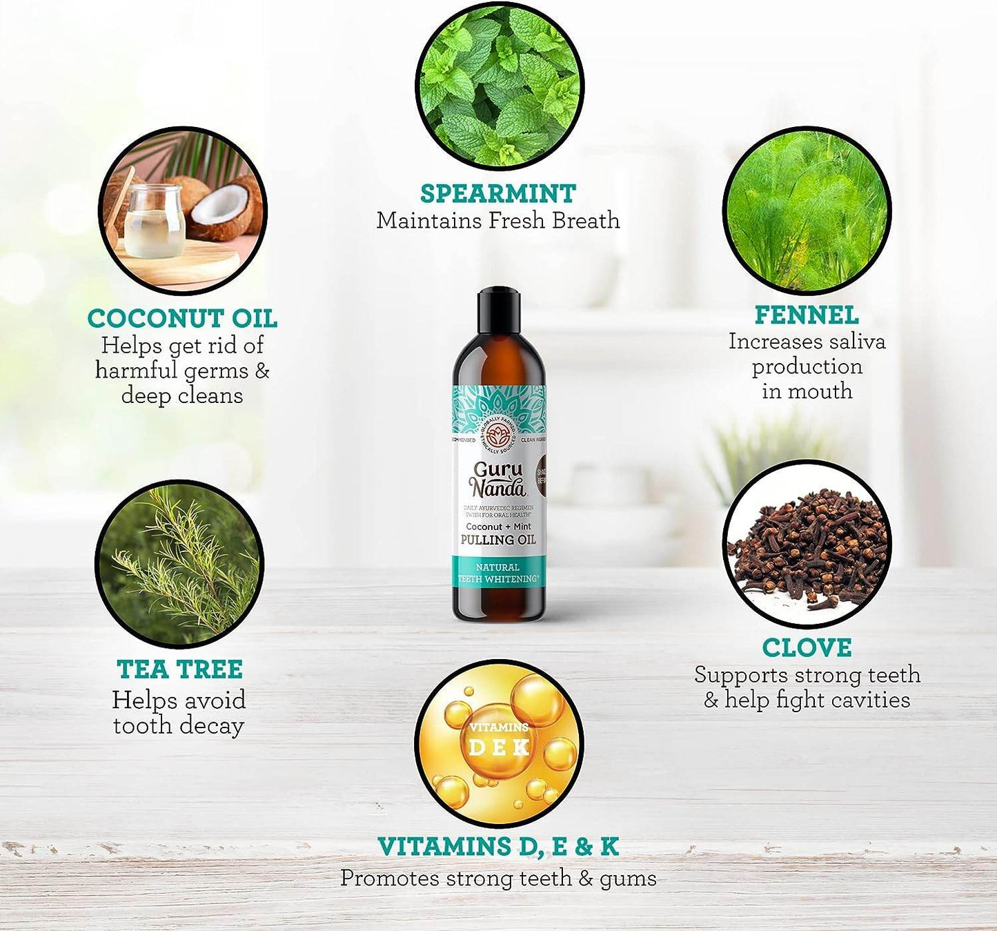 Coconut Oil Pulling with 7 Natural Essential Oils and Vitamin D, E, K2 - Alcohol Free Mouthwash (Mickey D) - Helps with Fresh Breath, Teeth Whitening, and Gum Health (8 Fl. Oz) - 1 Pack - Concordia Style Boutique