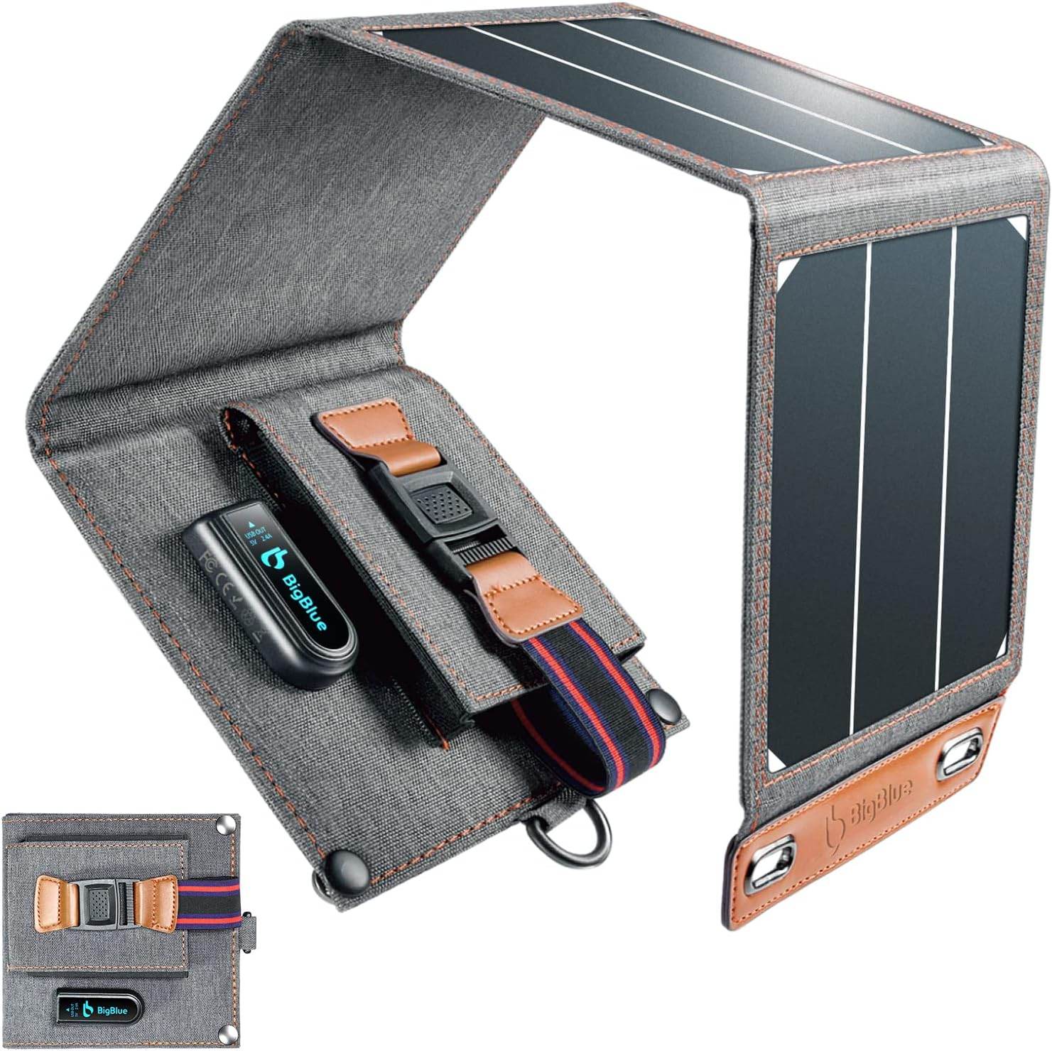 Tiny Solar Charger - BigBlue -14W - SunPower Solar Panels with USB-A Port (5V/2.4A Max), IPX4 Waterproof, Portable Solar Phone Charger - Compatible with iPhone X/8/7, Tablet, Samsung, LG, etc - Concordia Style Boutique