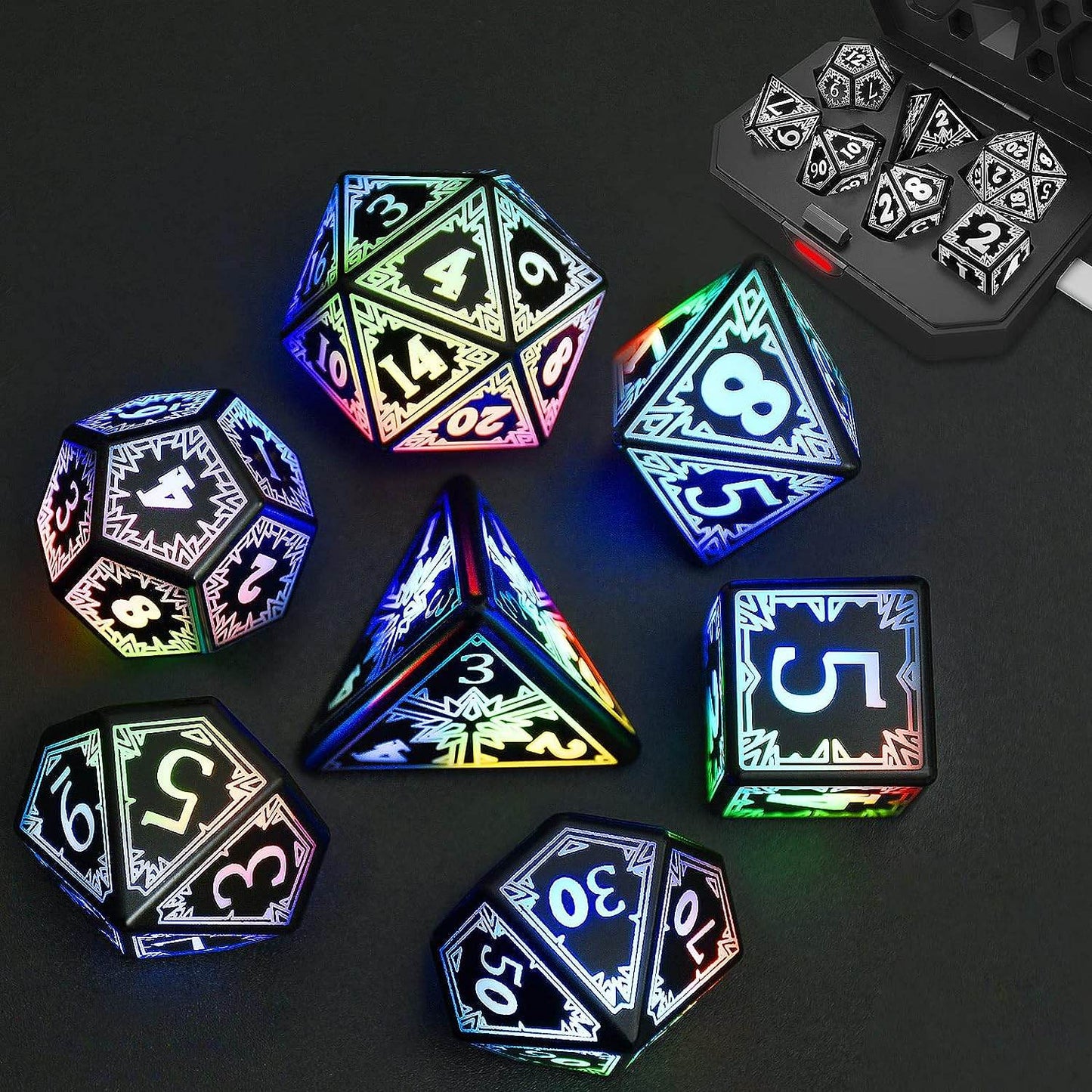 Light Up D&D Dice (Set of 7 USB Dice) - Concordia Style Boutique