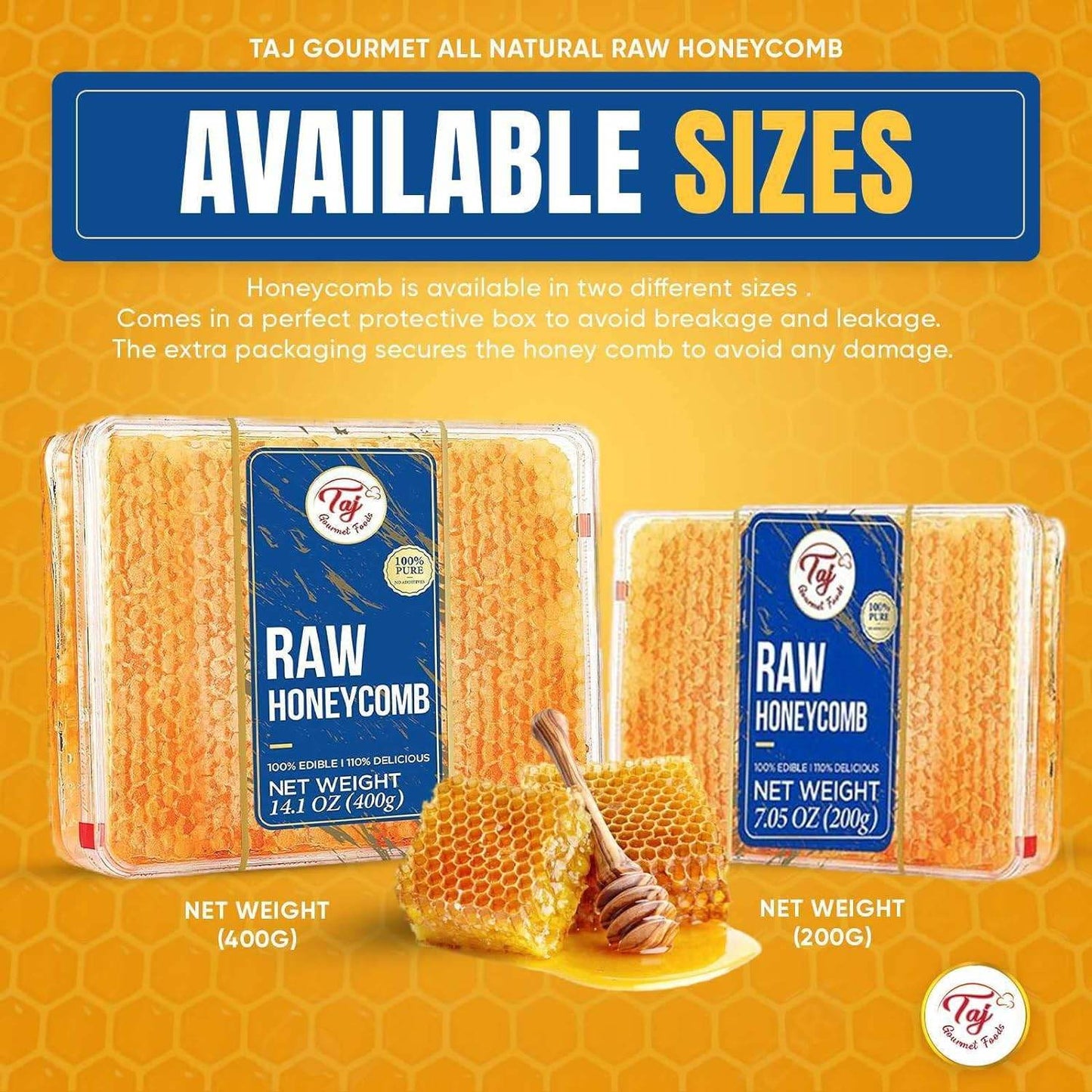 Gourmet All Natural Raw Honeycomb 100% Honey Pure Turkish Raw Honey Comb - 100% All Natural Edible Honey Combs Raw Edible - Perfect For Healthy Smoothies Honey With Honeycomb, 200g (7.05oz) - Concordia Style Boutique