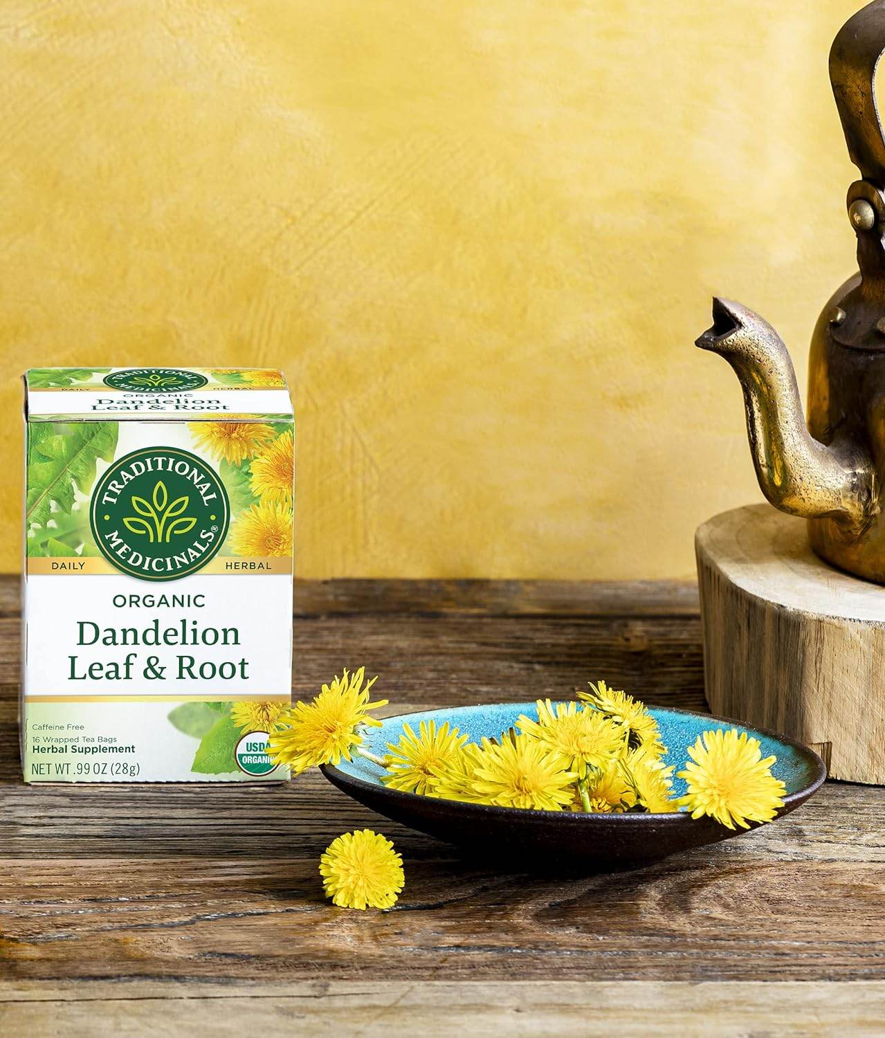 Traditional Medicinals Tea, Organic Dandelion Leaf & Root, Supports Kidney Function & Healthy Digestion, 16 Tea Bags - Concordia Style Boutique