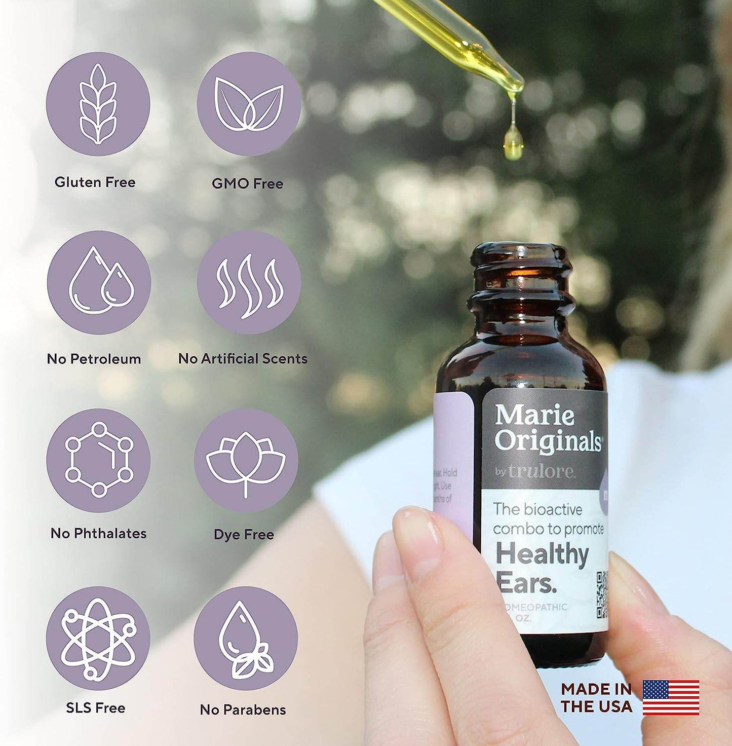 Organic Ear Oil for Earache Irritation, All Natural Eardrops for Infection Prevention, Swimmer's Ear and Wax Removal - Kids, Adults, Baby, Dog Earache Remedy - with Mullein, Garlic | Marie Originals - Concordia Style Boutique