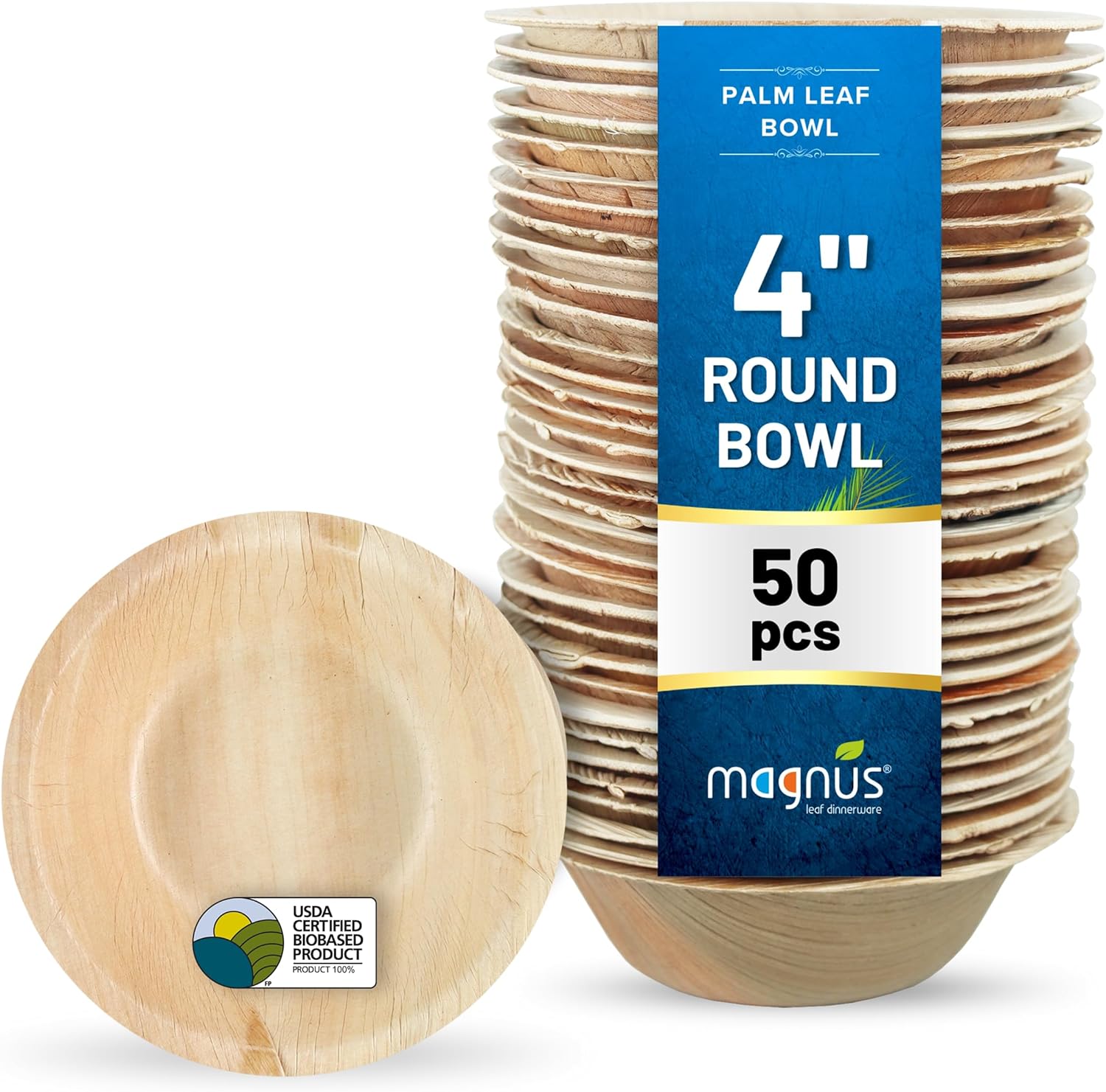 Magnus 4" Round Palm Leaf Bowl (100 Pcs) - 4 Oz Disposable Bowl Bamboo Like Party Pack - Compostable & Biodegradable Bowls for Desserts,Gravy, Eco Friendly Bowls Alternative to Plastic and Paper Bowl - Premium Palm Leaf Bow from Concordia Style Boutique - Just $50.37! Shop now at Concordia Style Boutique