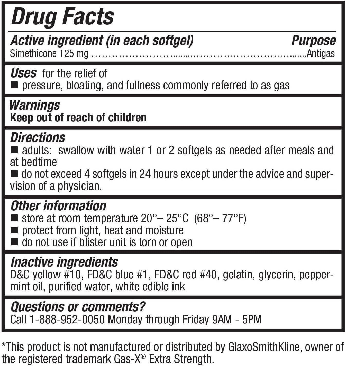 Gas Relief 150 Counts | Simethicone 125mg Softgel | Extra Strength | Fast Relieves Gas Pain, Pressure & Bloating - Concordia Style Boutique