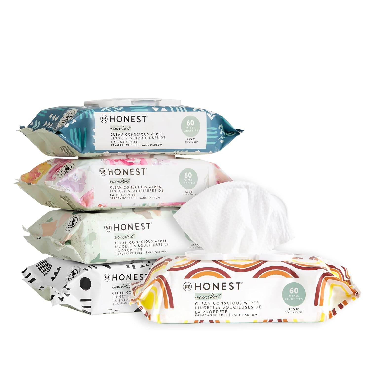 The Honest Company Clean Conscious Wipes | 99% Water, Compostable, Plant-Based, Baby Wipes | Hypoallergenic, EWG Verified | Geo Mood, 288 Count - Concordia Style Boutique