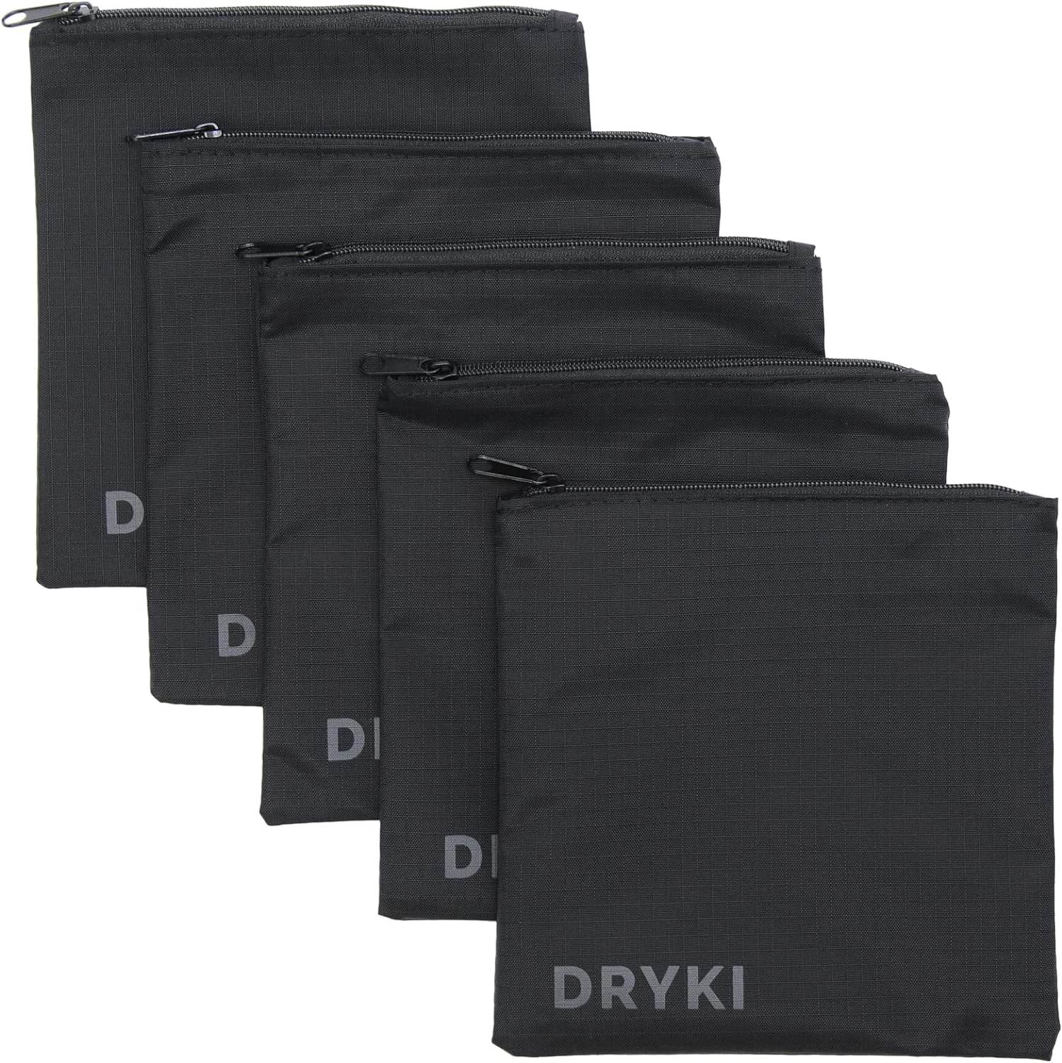 DRYKI - Sweat Absorbing Handkerchiefs - The Original Sport Microfiber Hankies for Wicking Sweat from Hands, Face, Body (Classic Black, 5 Pack) - Concordia Style Boutique