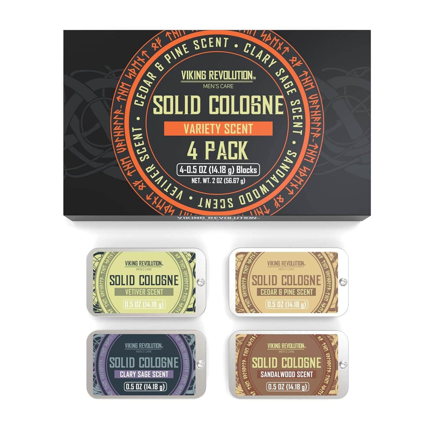 4 Pack Men's Cologne Colognes - 0.5 Oz - Men's Solid Perfume with Cedar Wood, Clary Sage, Vetiver, Sandalwood Cologne for Men - Balm Cologne for Men - Cologne Balm - Travel Cologne Wax - Concordia Style Boutique