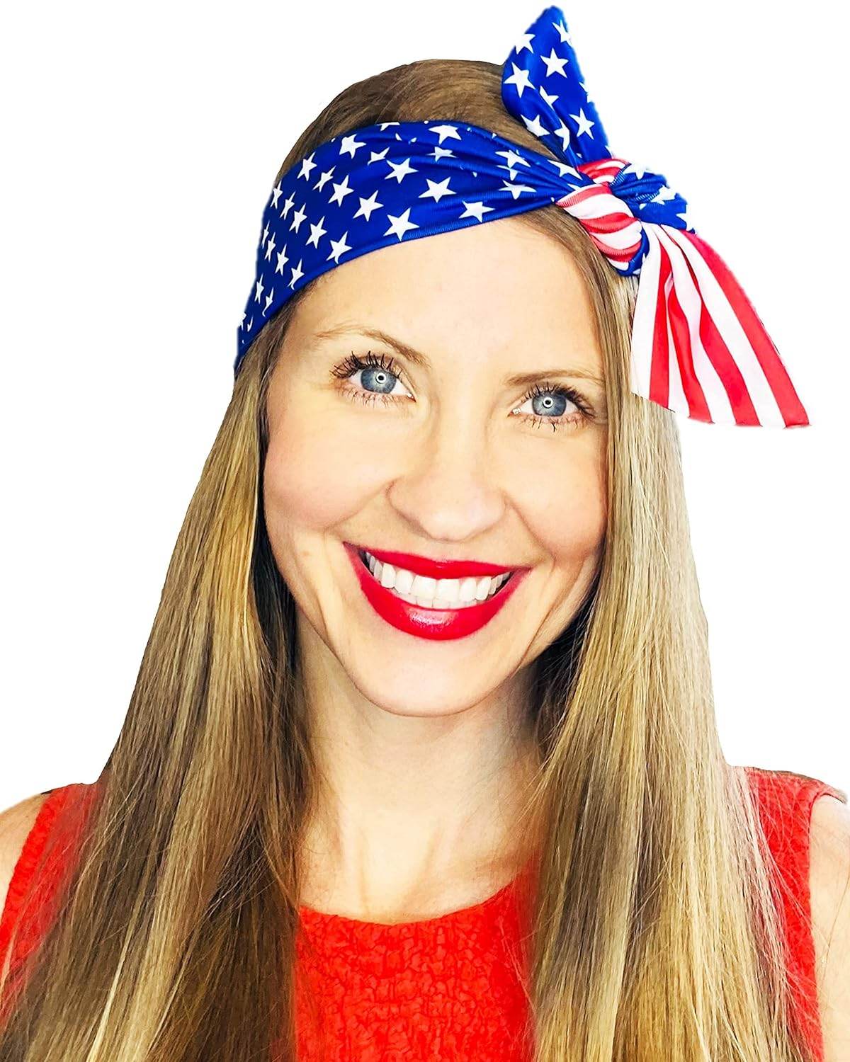 Shimmer Anna Shine Red White and Blue Patriotic American Flag Tie Headband USA (Red White and Blue Stars and Stripes) - Concordia Style Boutique