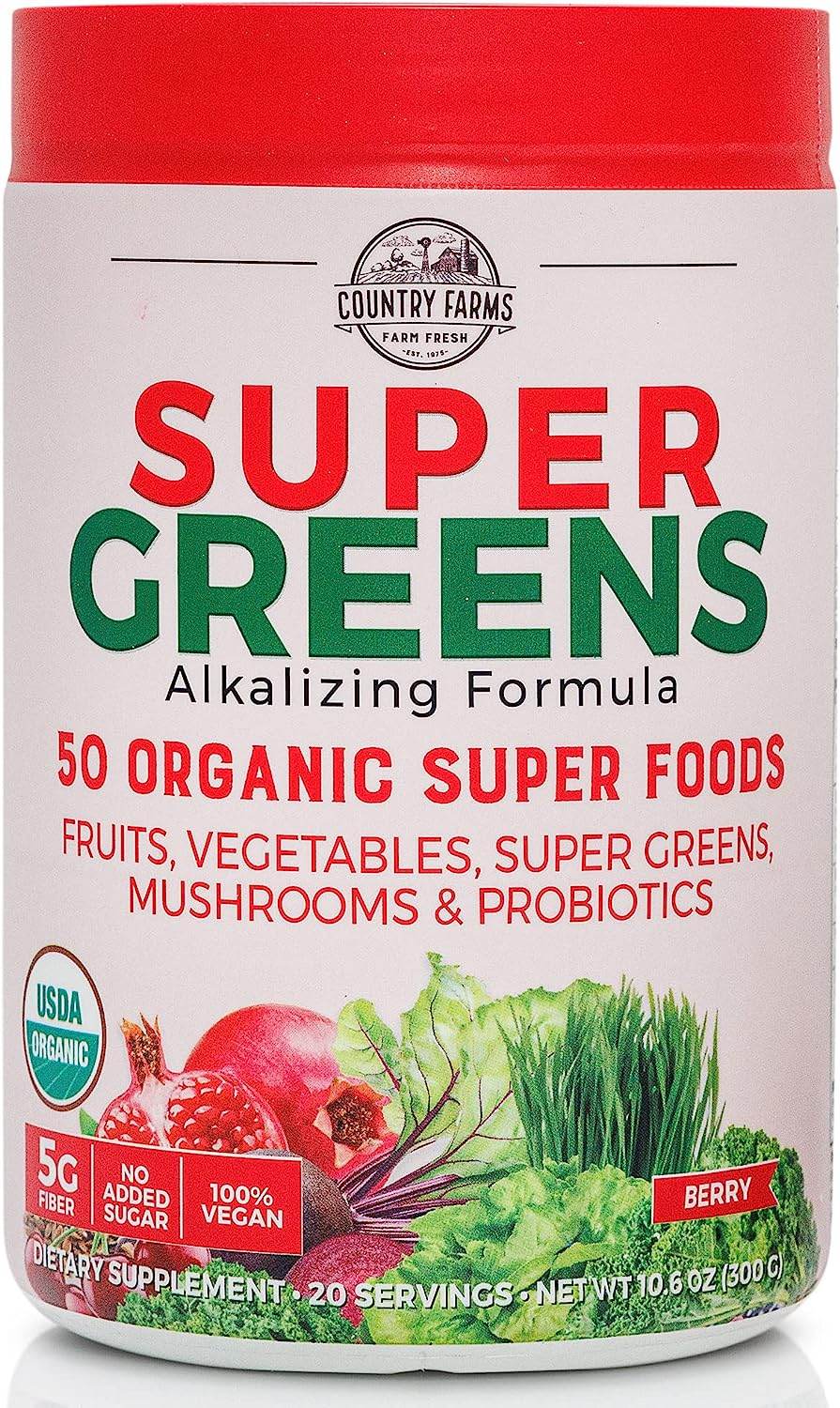 Super Greens Natural Flavor, 50 Organic Super Foods, USDA Organic Drink Mix, Mushrooms & Probiotics, Supports Energy, 20 Servings, 10.6 Oz - Concordia Style Boutique