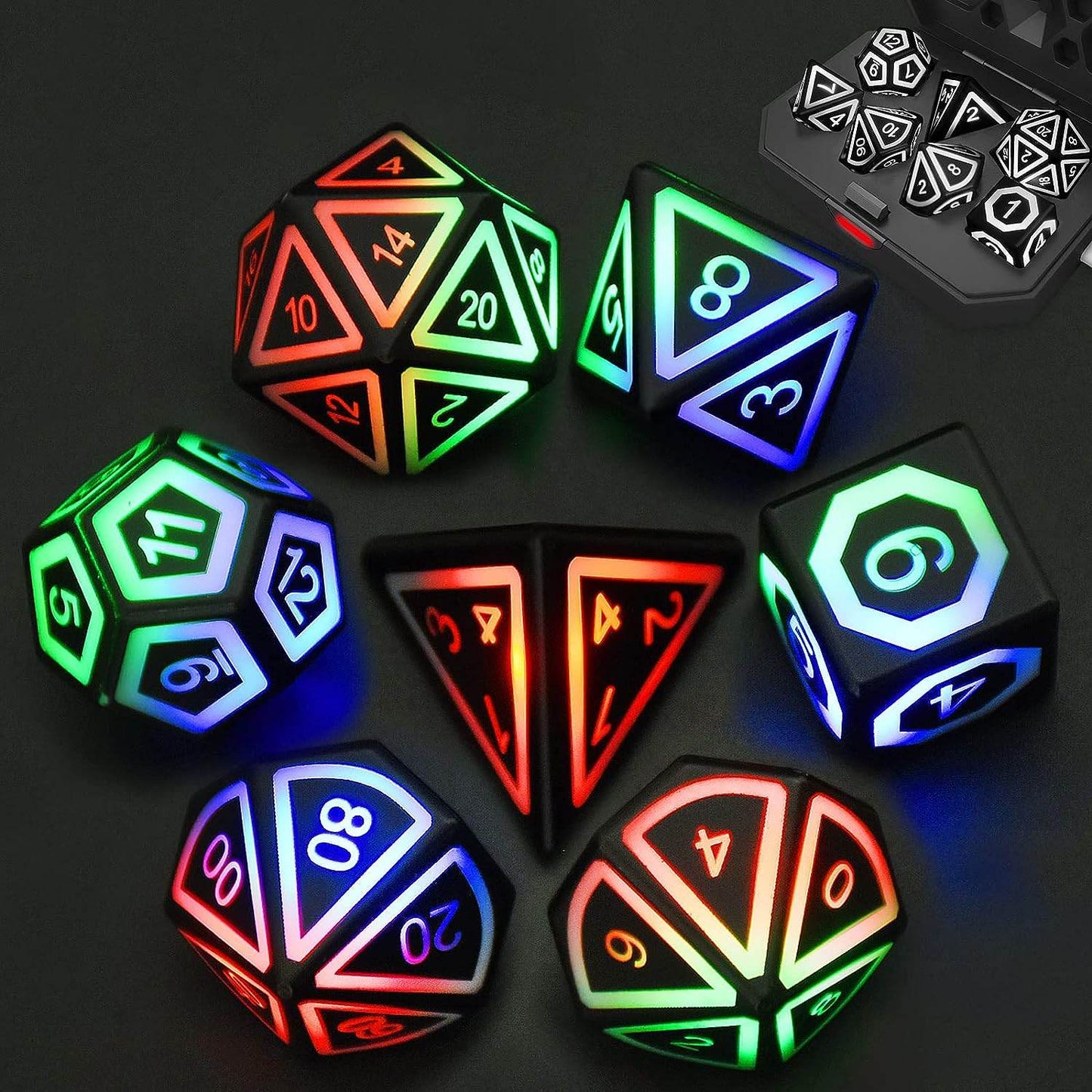 Light Up D&D Dice (Set of 7 USB Dice) - Concordia Style Boutique