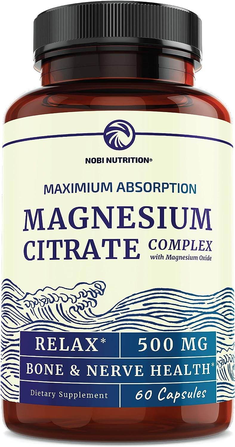 Magnesium Citrate Complex | 500 MG | Constipation Support | High Absorption Formula | Calm, Relaxation & Digestion Support Supplement with Elemental Magnesium Oxide | Gluten-Free, Soy-Free 60 Capsules - Concordia Style Boutique