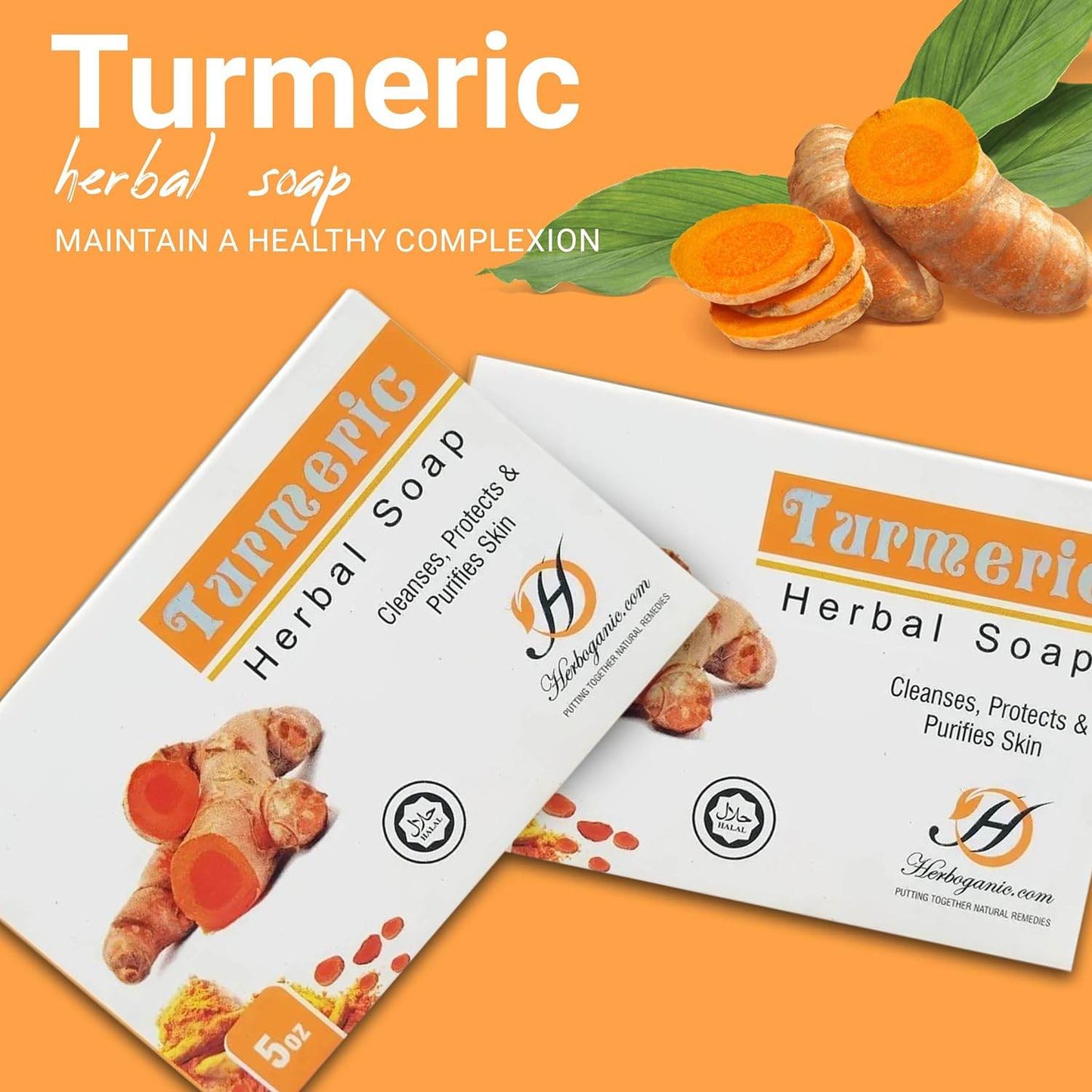 Turmeric Herbal Soap & a Lot More | For Cleansing & Moisturization | 5 Ounces Large Bar ((Pack of 1) - Concordia Style Boutique