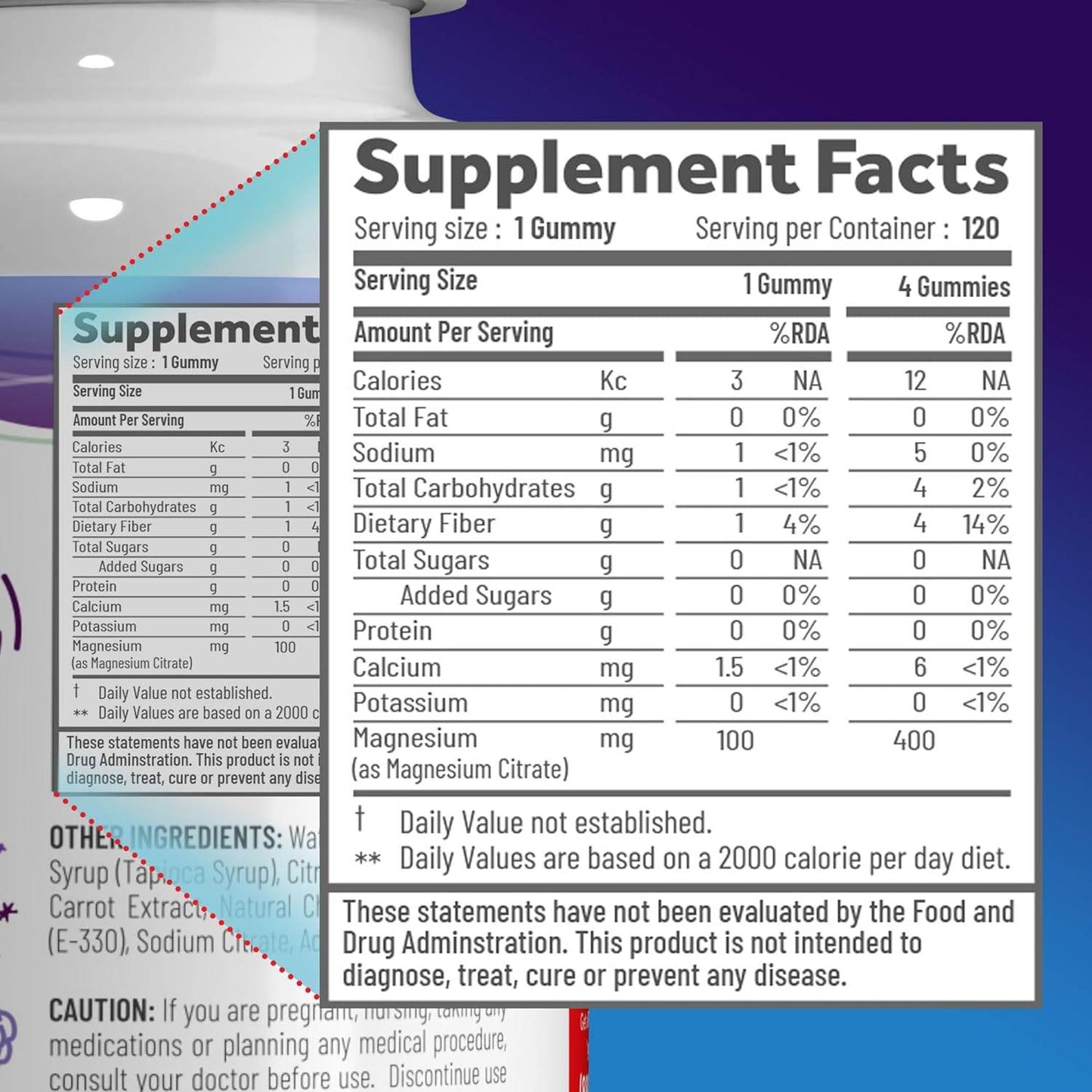 Magnesium Gummies Supplement - 120 Sugar-Free Citrate Magnesium Calming Chews for Better Sleep, Relaxation, Vegan, Gelatin-Free, Gluten-Free, Non-GMO - for Adults and Kids - 100MG/ Gummy - Concordia Style Boutique