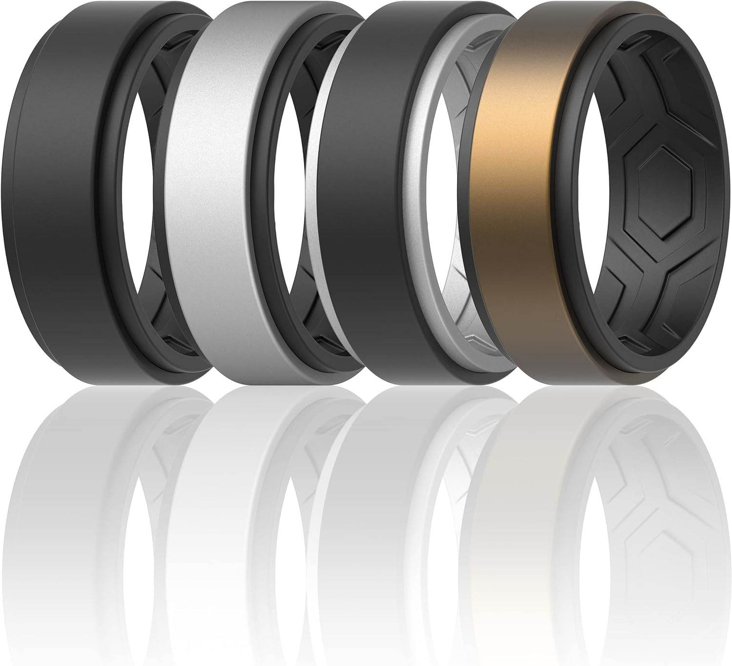 ThunderFit Silicone Wedding Rings for Men, Breathable Step Edge 2 Layer - 10 mm Width - 2.3 mm Thick - Concordia Style Boutique