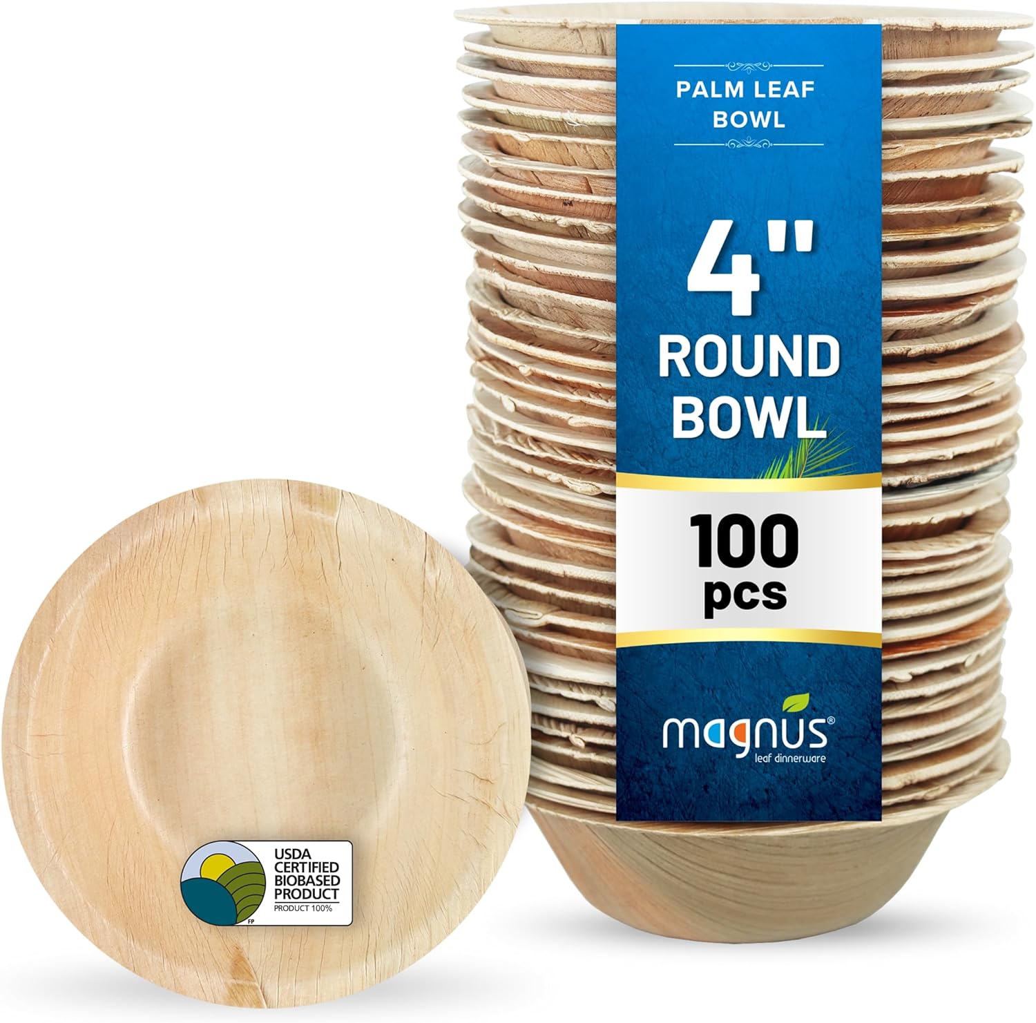 Magnus 4" Round Palm Leaf Bowl (100 Pcs) - 4 Oz Disposable Bowl Bamboo Like Party Pack - Compostable & Biodegradable Bowls for Desserts,Gravy, Eco Friendly Bowls Alternative to Plastic and Paper Bowl - Premium Palm Leaf Bow from Concordia Style Boutique - Just $50.37! Shop now at Concordia Style Boutique
