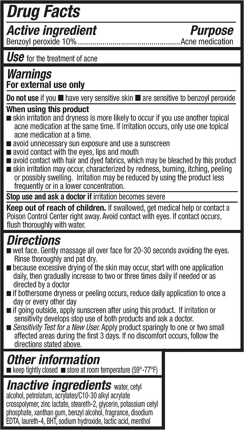 Amazon Basics Daily Acne Control Cleanser, Maximum Strength 10% Benzoyl Peroxide Acne Medication, Fragrance Free, 5 Ounce - Concordia Style Boutique