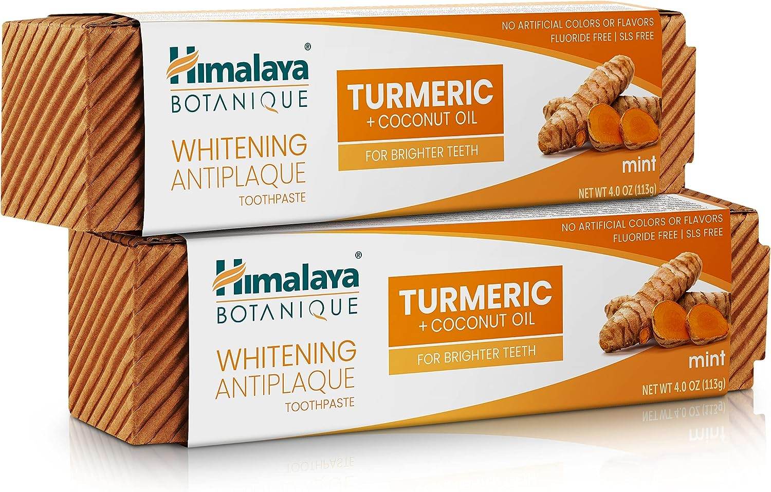 Himalaya Botanique Turmeric & Coconut Oil Whitening Antiplaque Herbal Toothpaste, Whitens Teeth, Fluoride Free, No Artificial Flavors, SLS Free, Vegan, Cruelty Free, Foaming, Mint Flavor, 4 Oz, 1 Pack - Concordia Style Boutique