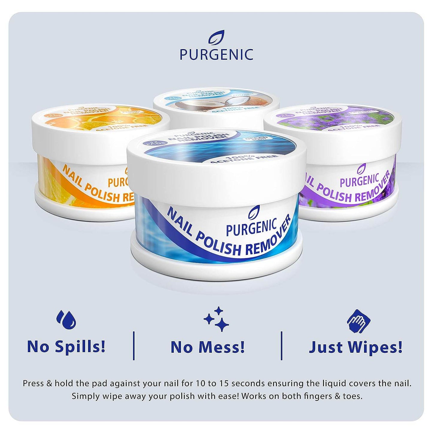 Purgenic Nail Polish Remover Pads - (128 Count) - On the Go & Travel - Lint Free Nail Polish Wipes - Pre-soaked Pads Made All Natural Ingredients - Cuticle Wipes - No Harsh Odor or Chemicals - Concordia Style Boutique