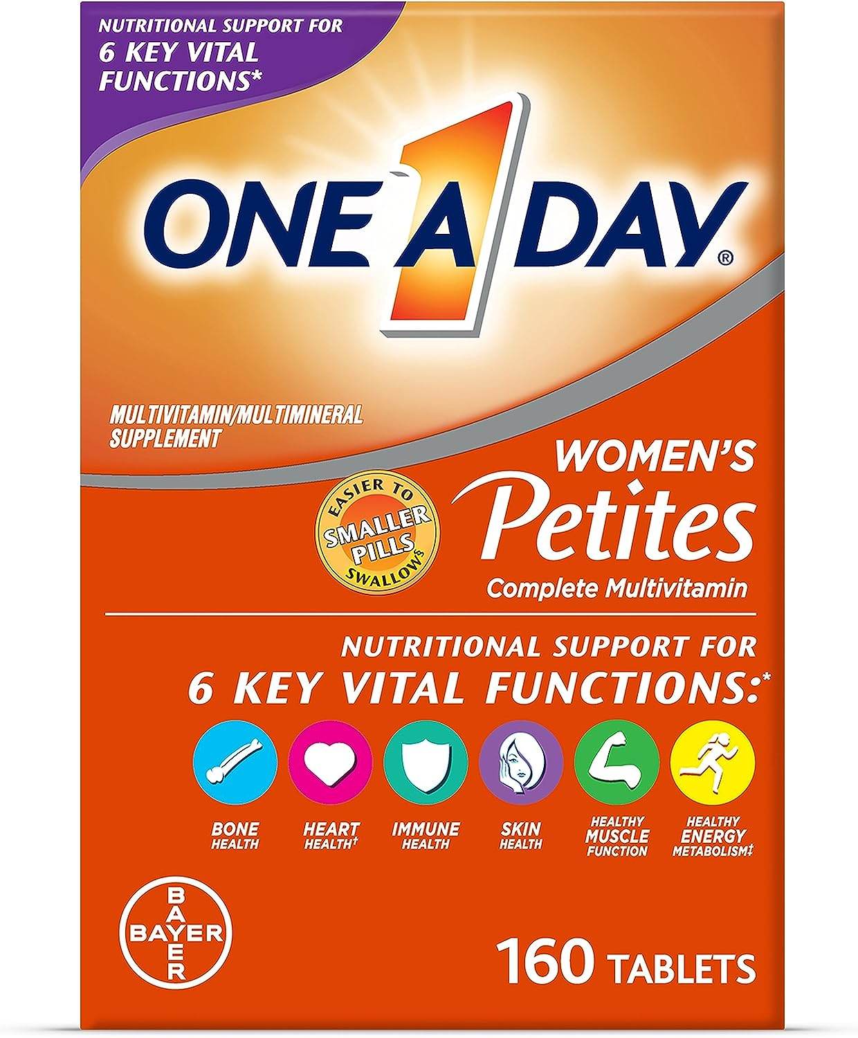 One A Day Women’s Petites Multivitamin,Supplement with Vitamin A, C, D, E and Zinc for Immune Health Support, B Vitamins, Biotin, Folate (as folic acid) & more,Tablet, 160 count - Concordia Style Boutique