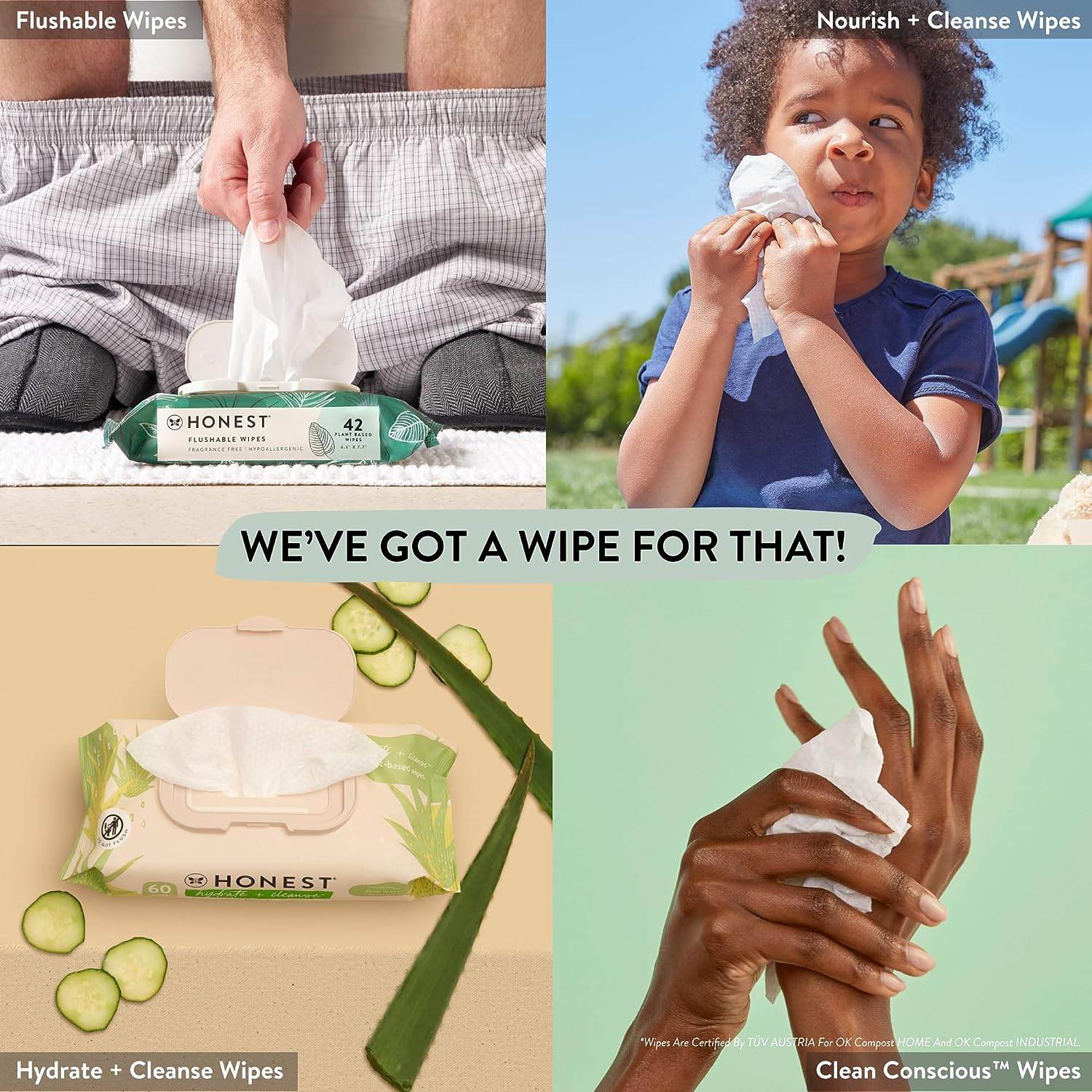 The Honest Company Clean Conscious Wipes | 99% Water, Compostable, Plant-Based, Baby Wipes | Hypoallergenic, EWG Verified | Geo Mood, 288 Count - Concordia Style Boutique