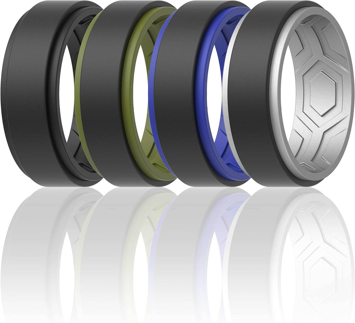 ThunderFit Silicone Wedding Rings for Men, Breathable Step Edge 2 Layer - 10 mm Width - 2.3 mm Thick - Concordia Style Boutique
