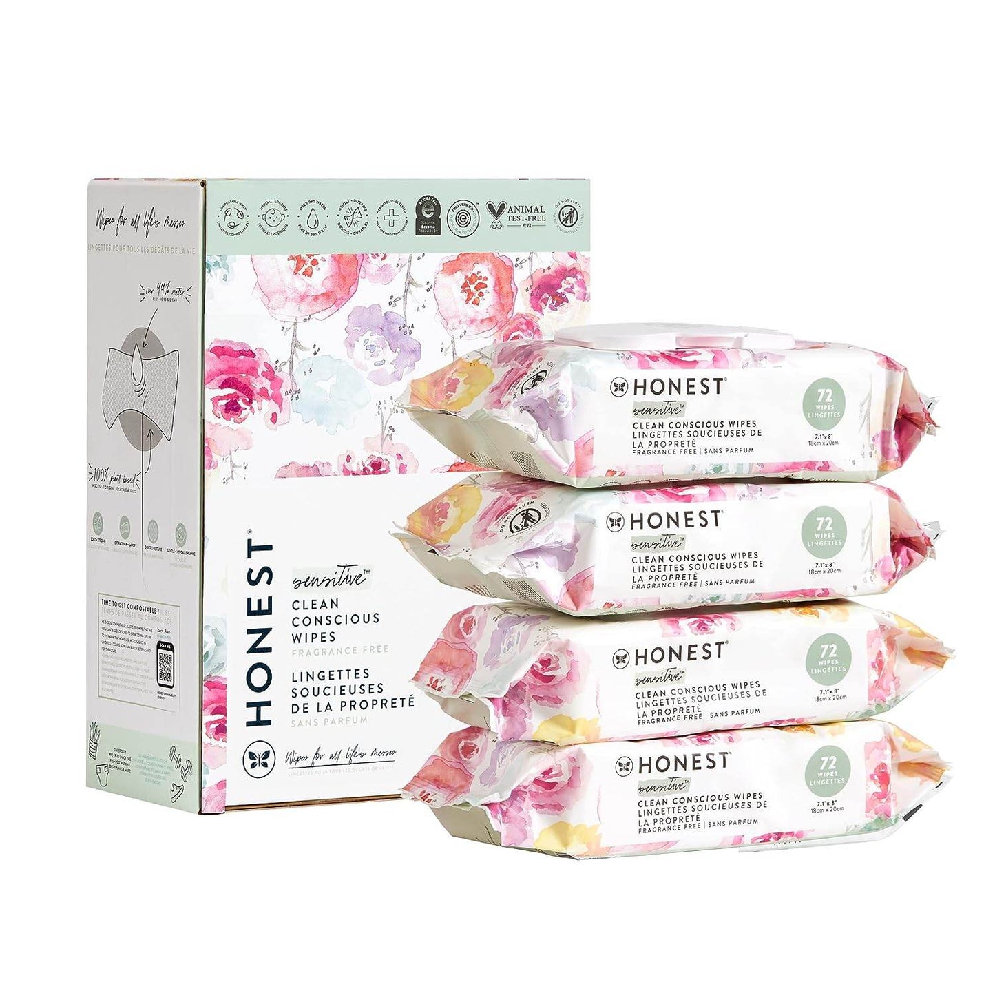 The Honest Company Clean Conscious Wipes | 99% Water, Compostable, Plant-Based, Baby Wipes | Hypoallergenic, EWG Verified | Geo Mood, 288 Count - Concordia Style Boutique