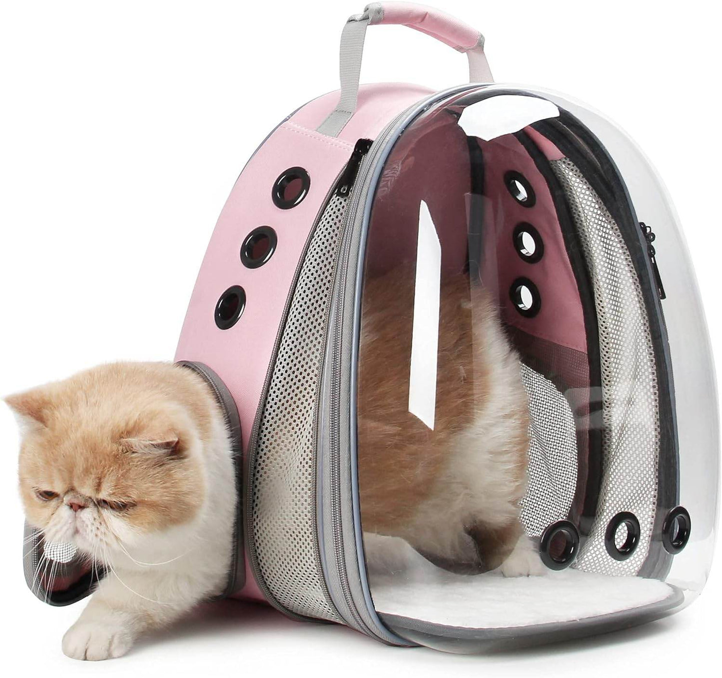 Lollimeow Bubble Pet Carrier Backpack, Airline-Approved for Cats and Puppies, Designed for Travel, Hiking, and Outdoor Adventures (Pink-Front Expandable) - Concordia Style Boutique