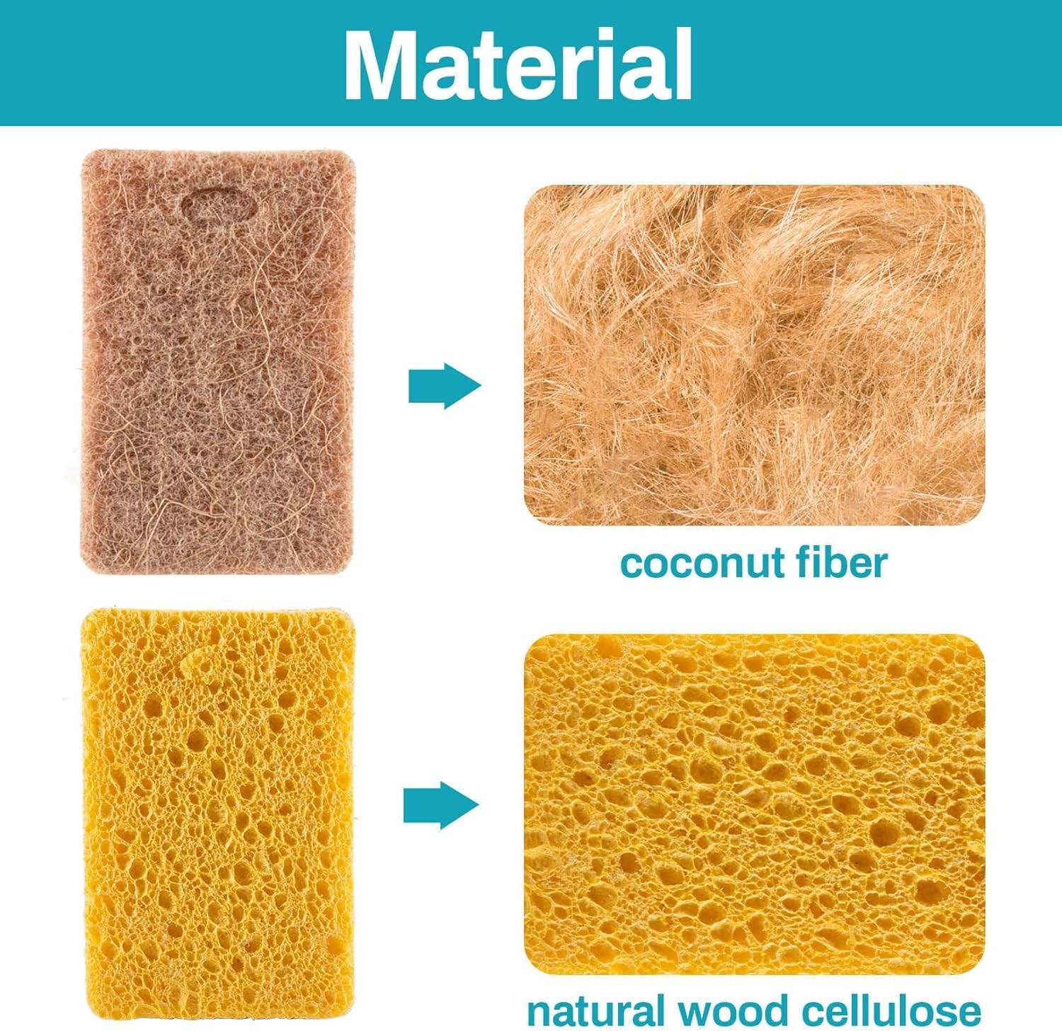 MAQIHAN 16PCS Natural Sponges for Dishes - Biodegradable Sponges Kitchen Eco Friendly Dish Sponge Non-Scratch Sponges for Cleaning Kitchen - Concordia Style Boutique