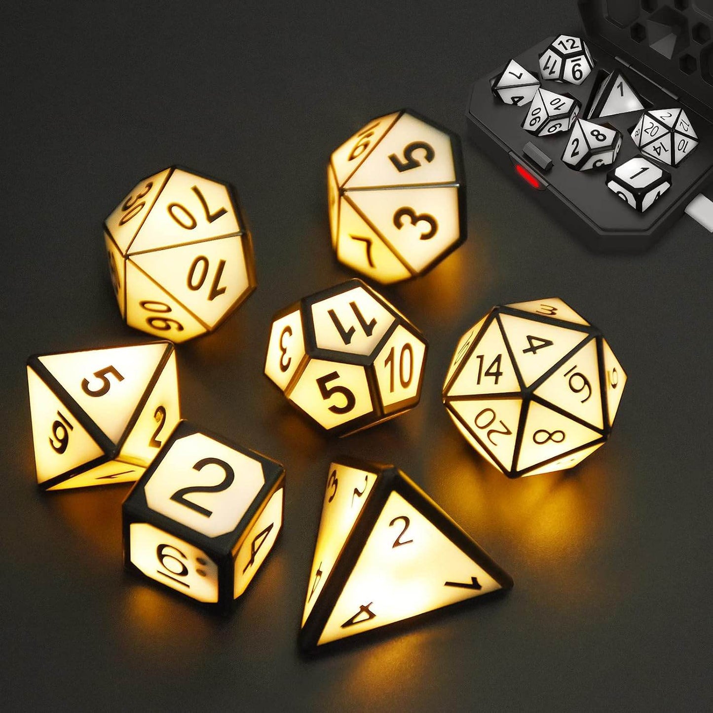 Light Up D&D Dice (Set of 7 USB Dice) - Concordia Style Boutique