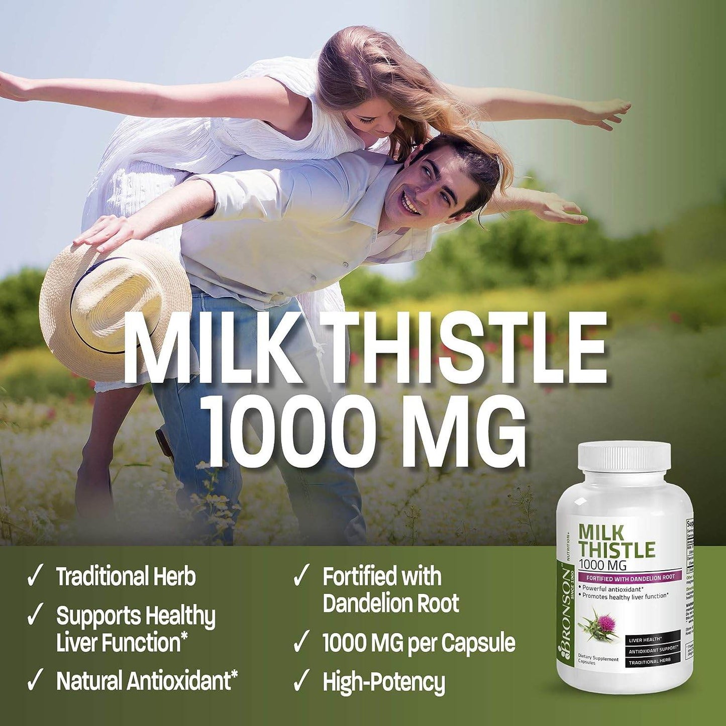 Milk Thistle 1000mg Silymarin Marianum & Dandelion Root Liver Health Support, Antioxidant Support, Detox, 120 Capsules - Concordia Style Boutique