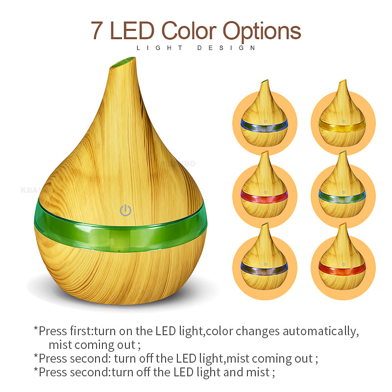 KBAYBO 300ml USB Electric Aroma air diffuser wood grain Ultrasonic air humidifier - Premium from Concordia Style Boutique - Just $22.51! Shop now at Concordia Style Boutique