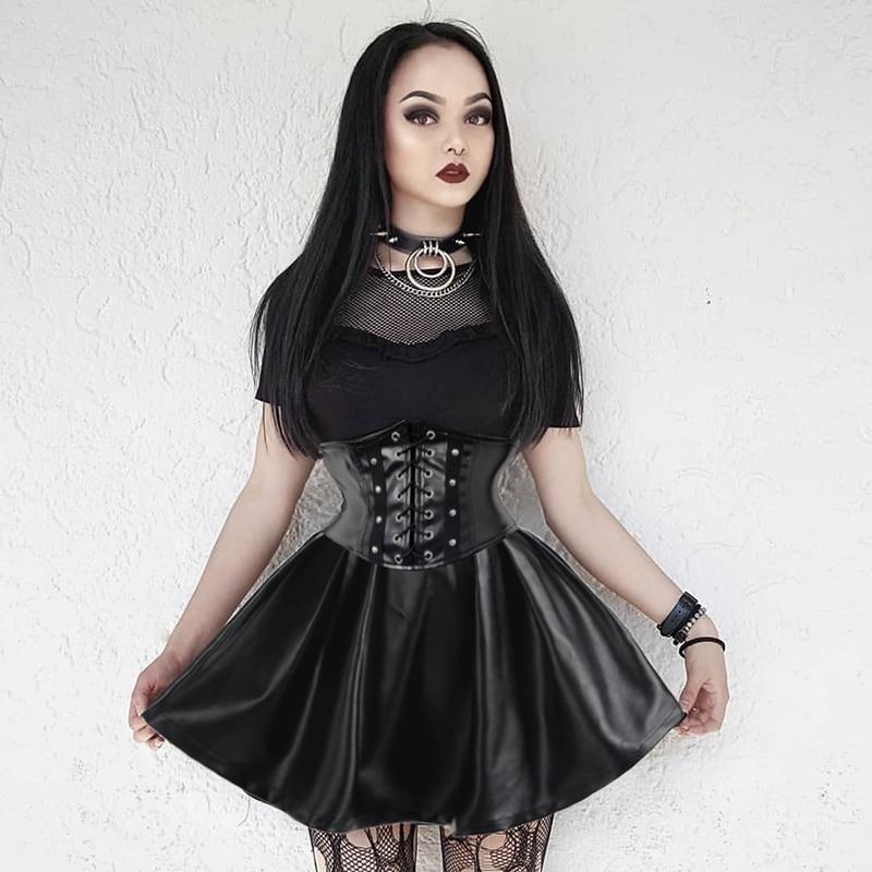 Leather Lace Up Skirt