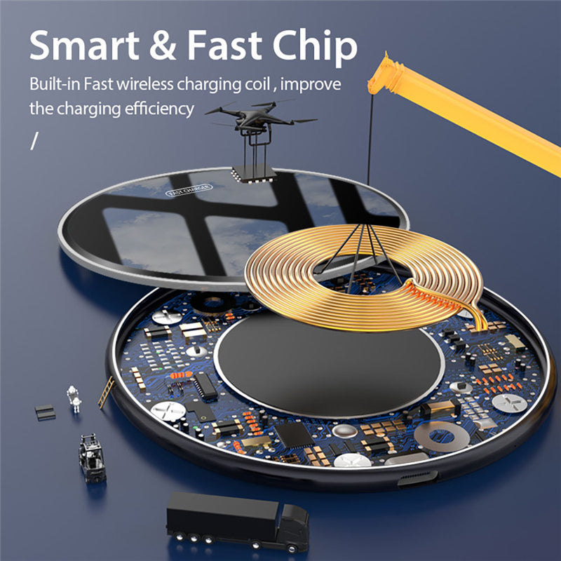 ROCK Metal 15W 10W Wireless Charger Mirror Fast Charging for iPhone 8 X XR XS Max Samsung S10 S9 Desktop Wireless Charger Pad - Premium from Concordia Style Boutique - Just $19.19! Shop now at Concordia Style Boutique