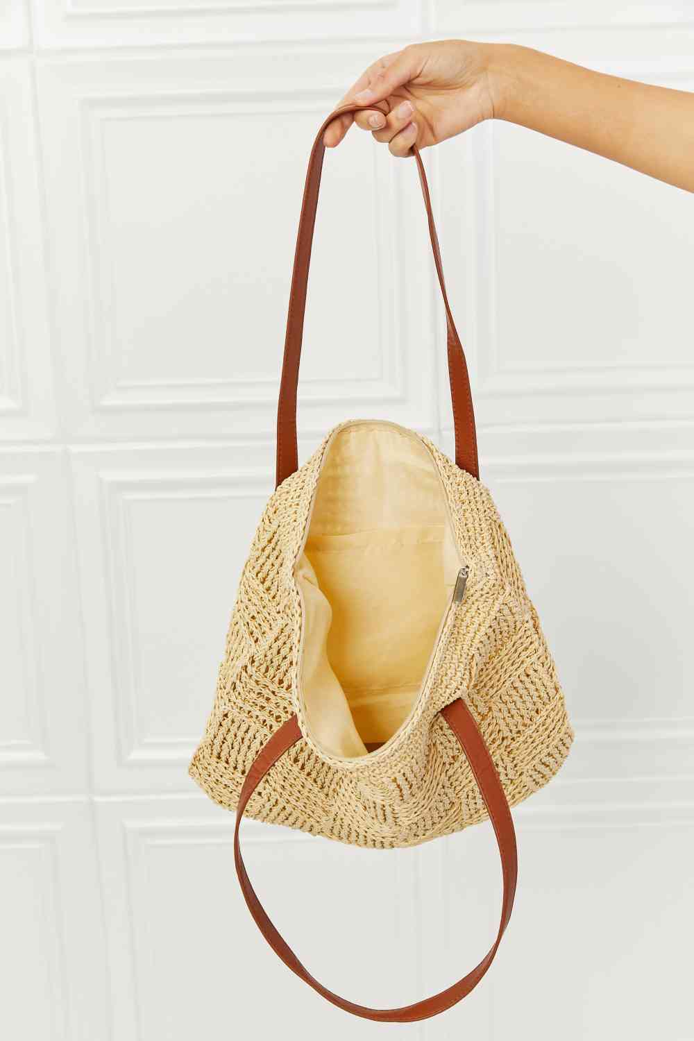 Fame Picnic Date Straw Tote Bag - Premium bag from Trendsi - Just $46.40! Shop now at Concordia Style Boutique