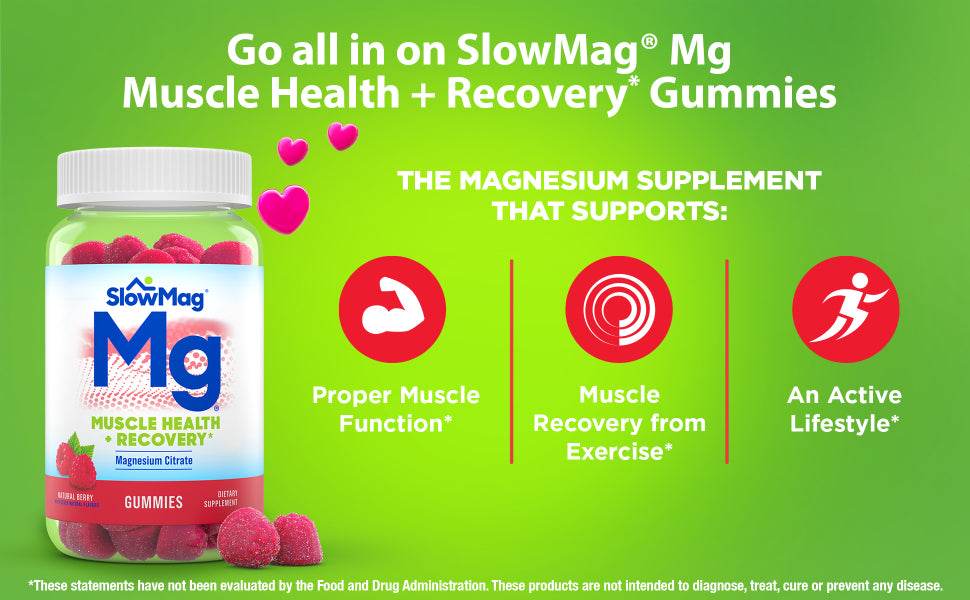 Slow-Mag Mg Muscle Health + Recovery Gummies, Magnesium Citrate in 60ct - Concordia Style Boutique