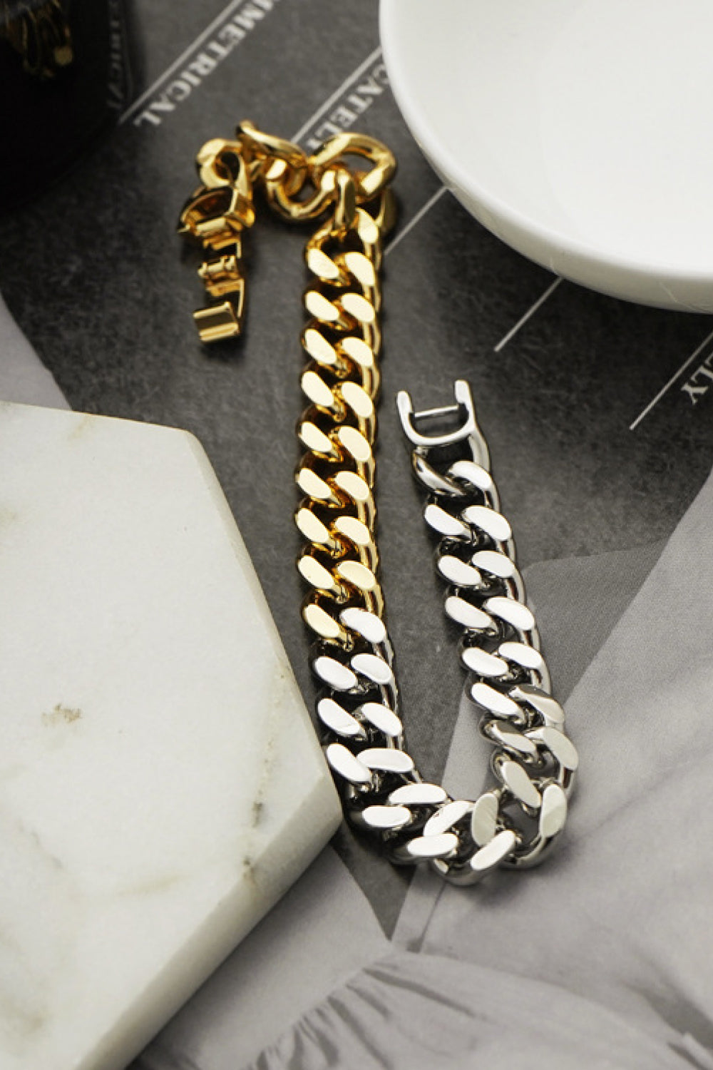 Two-Tone Chunky Chain Bracelet - Premium bracelet from Trendsi - Just $14.34! Shop now at Concordia Style Boutique