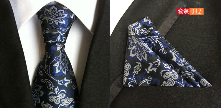 SOURCE Factory in Stock Supply Polyester Large Waist Flower Suit Tie Men's Pocket Square Suit
