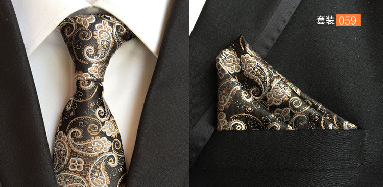 SOURCE Factory in Stock Supply Polyester Large Waist Flower Suit Tie Men's Pocket Square Suit
