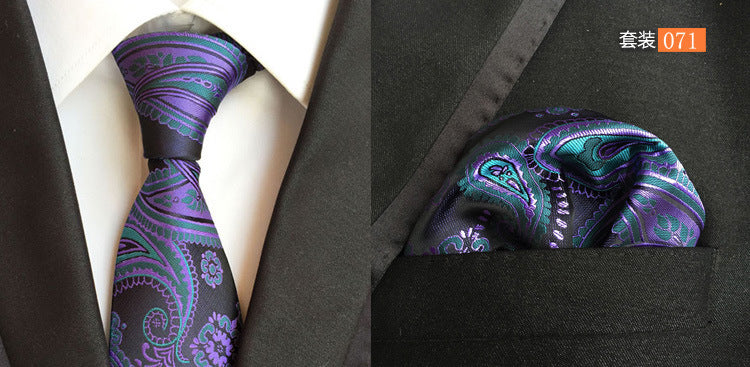SOURCE Factory in Stock Supply Polyester Large Waist Flower Suit Tie Men's Pocket Square Suit