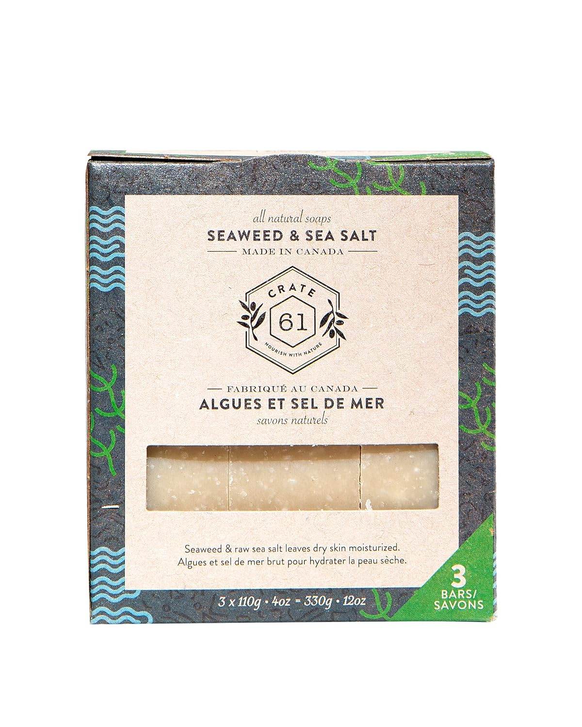 Crate 61, Handmade Vegan Natural Bar Soap - Cold Pressed For Face And Body, With Premium Essential Oils, Eucalyptus & Peppermint For Men And Women 3 Pack (Eucamint) - Concordia Style Boutique