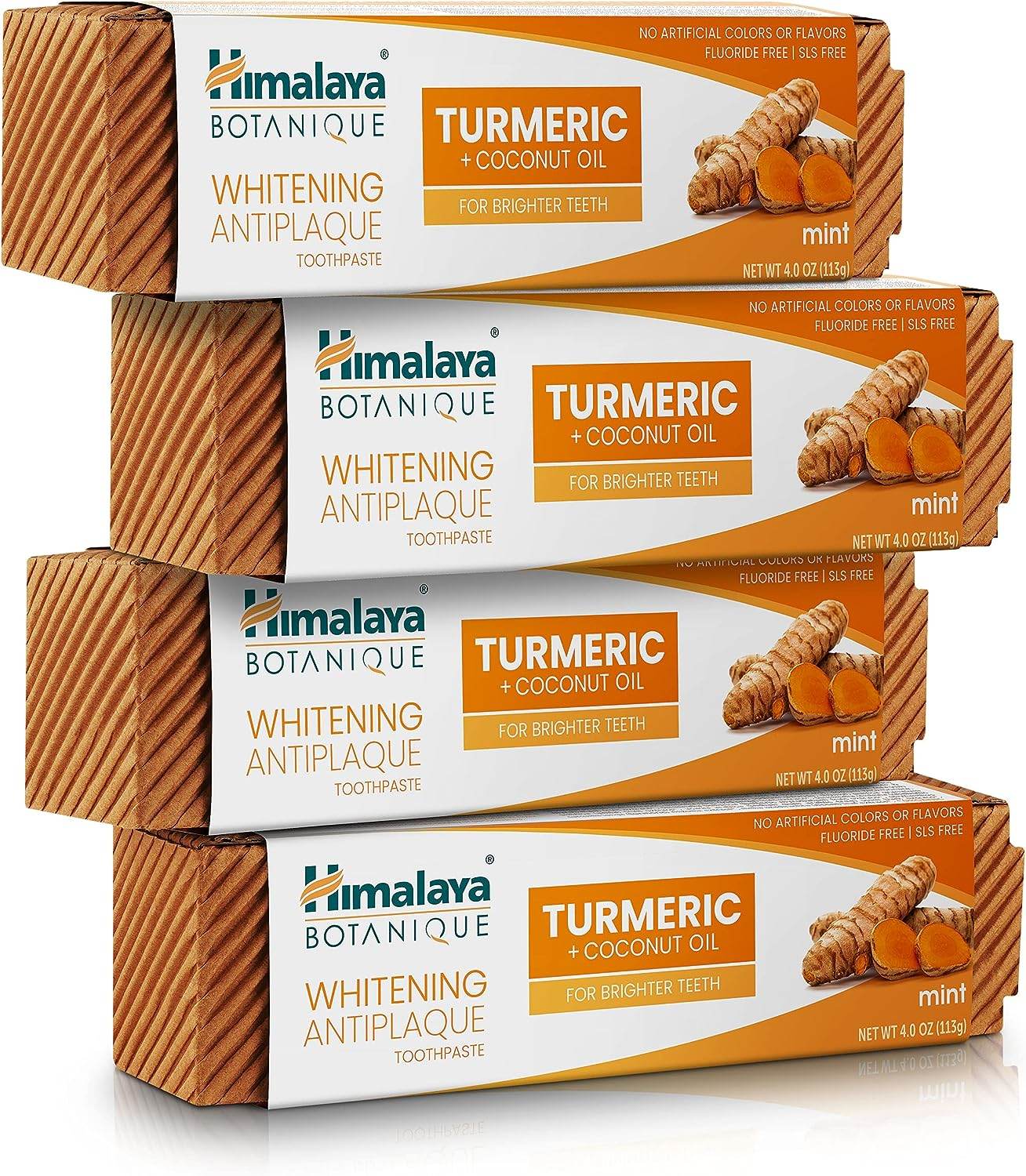Himalaya Botanique Turmeric & Coconut Oil Whitening Antiplaque Herbal Toothpaste, Whitens Teeth, Fluoride Free, No Artificial Flavors, SLS Free, Vegan, Cruelty Free, Foaming, Mint Flavor, 4 Oz, 1 Pack - Concordia Style Boutique