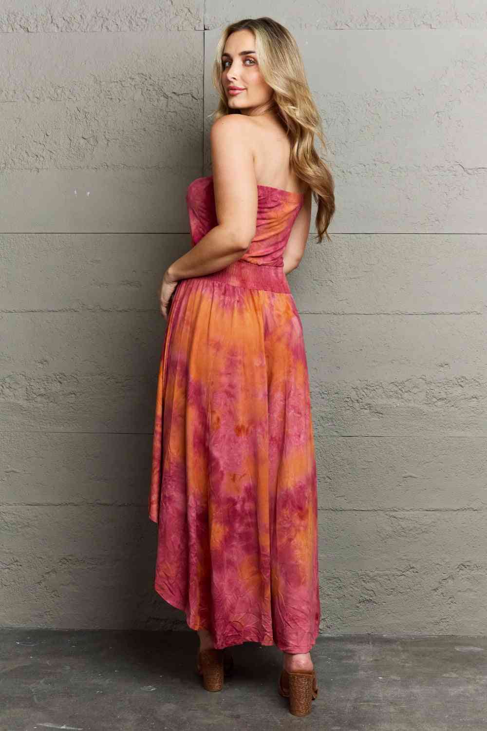 Ninexis In The Mix Sleeveless High Low Tie Dye Dress - Premium dress from Trendsi - Just $22.20! Shop now at Concordia Style Boutique