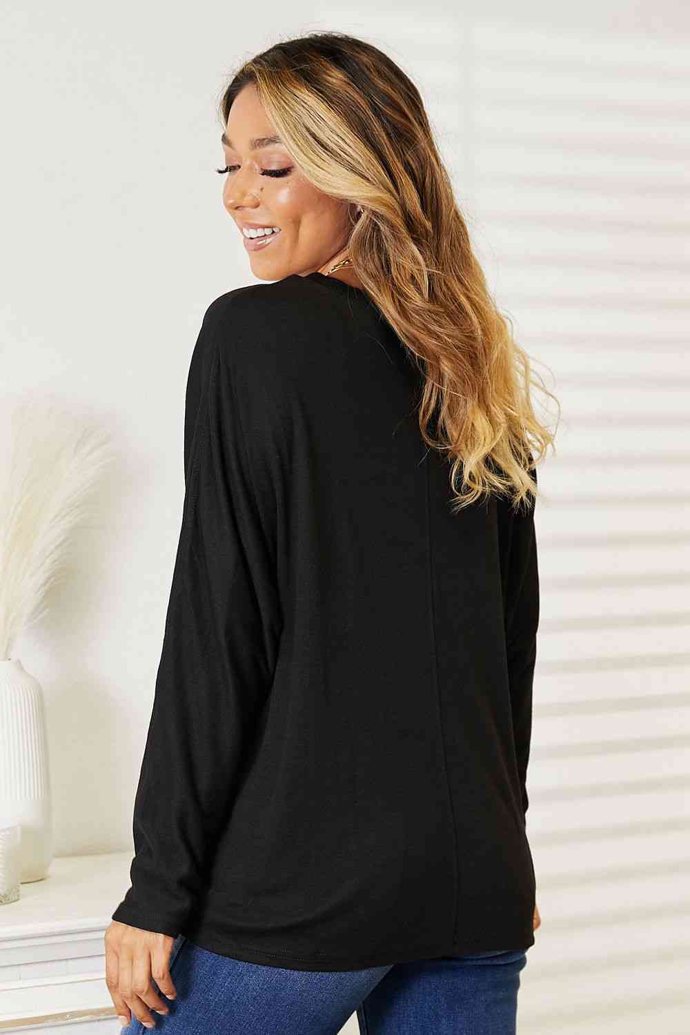Double Take Seam Detail Round Neck Long Sleeve Top - Concordia Style Boutique