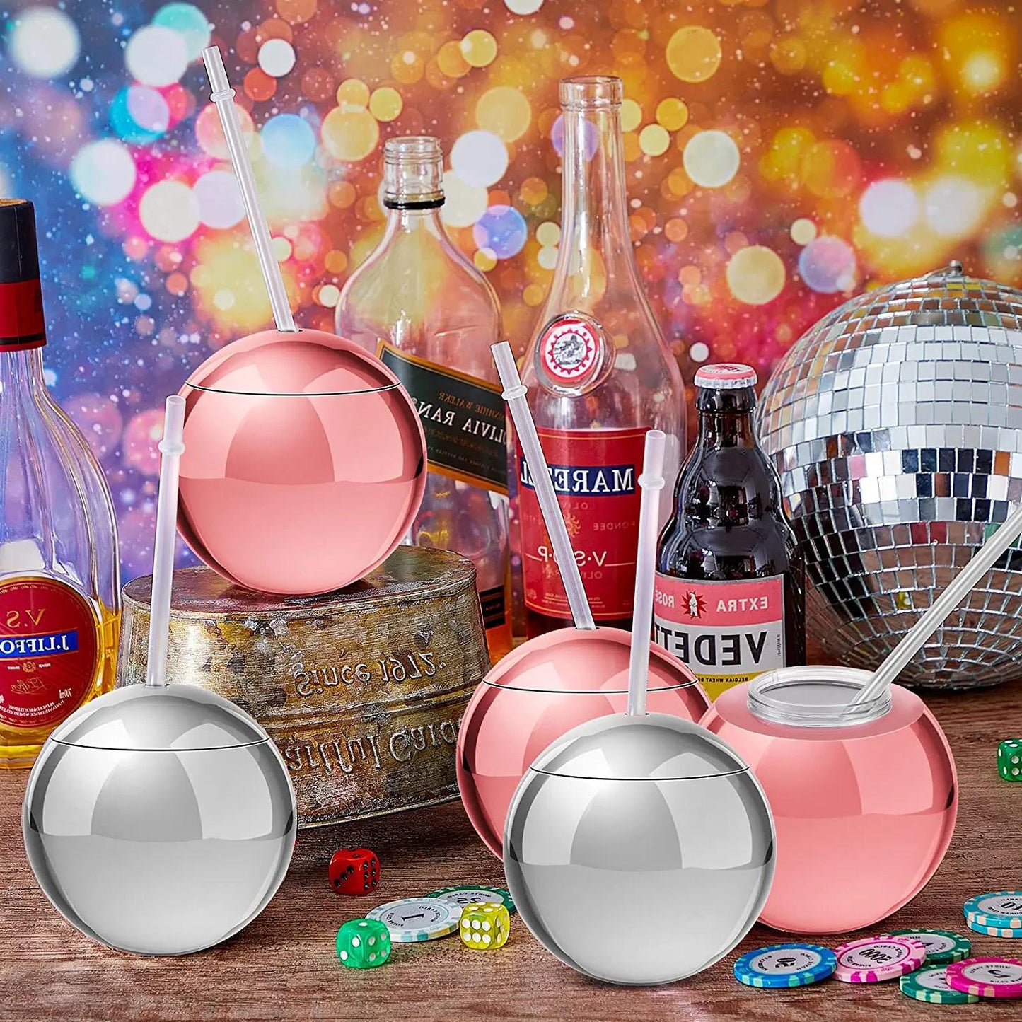 4 Pack of 20 Oz Disco Cups With Lid And Straw Disco Flash Ball - Cocktail Cup - Plastic Disco Party Cups - Premium Disco Cups from MyDepot - Just $21! Shop now at Concordia Style Boutique