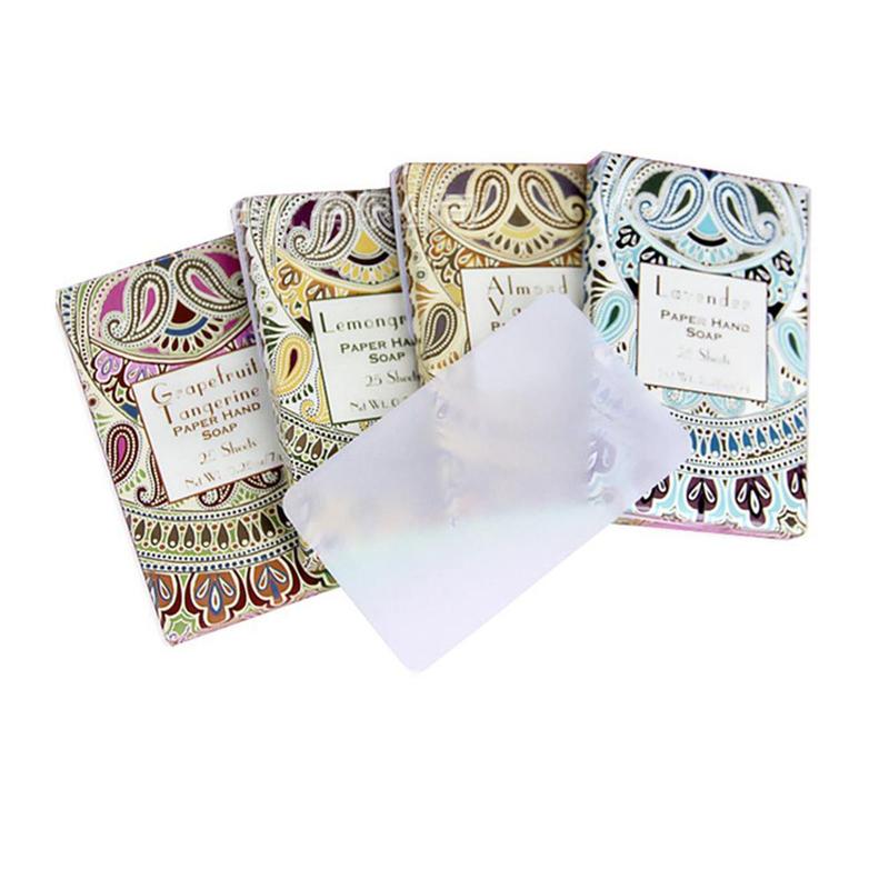 25pcs Travel Soap Paper Portable Outdoor Washing Hand Bath Clean Scented Slice Sheets Mini Paper Soap Random Disposable Soap - Concordia Style Boutique