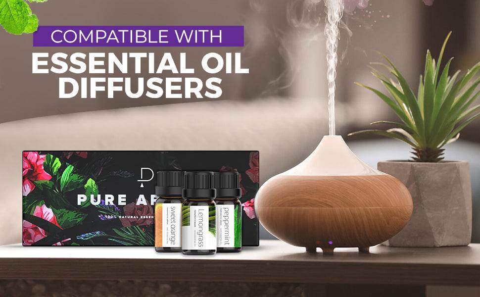 Essential Oils by PURE AROMA 100% Pure Oils kit- Top 6 Aromatherapy Oils Gift Set-6 Pack, 10ML(Eucalyptus, Lavender, Lemon Grass, Orange, Peppermint, Tea Tree) - Concordia Style Boutique