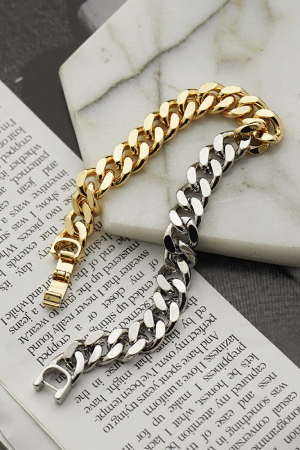 Two-Tone Chunky Chain Bracelet - Premium bracelet from Trendsi - Just $14.34! Shop now at Concordia Style Boutique