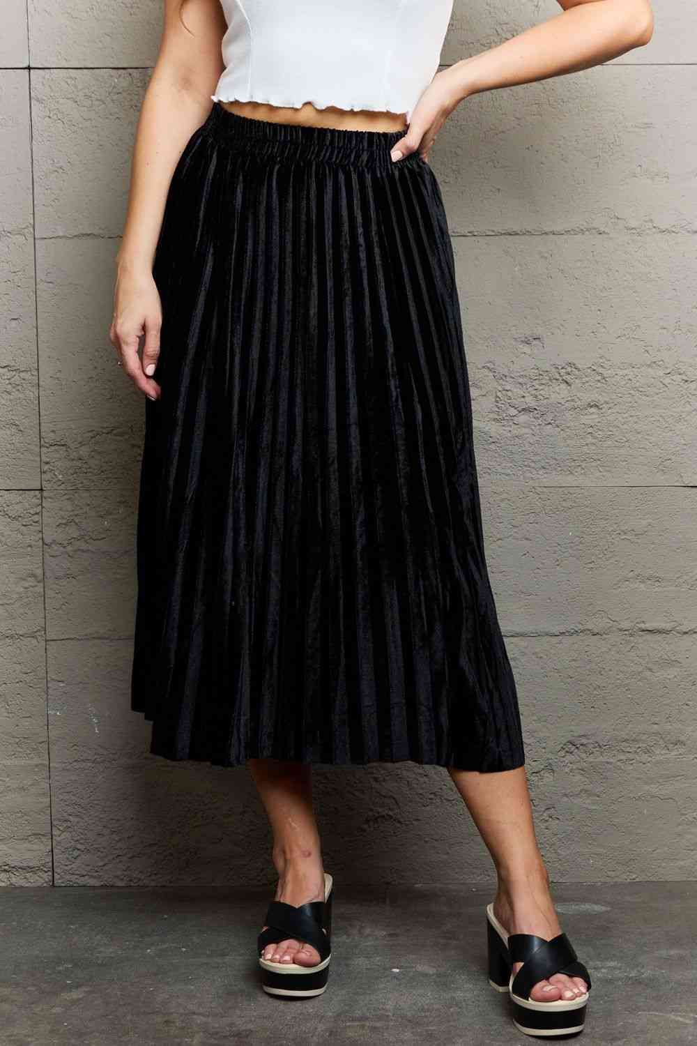 Ninexis Accordion Pleated Flowy Midi Skirt - Concordia Style Boutique
