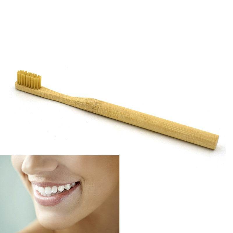 Eco Friendly Bamboo Round Handle Toothbrush Nylon Soft Hair Adult Reuseable Toothbrush - Brown - Concordia Style Boutique