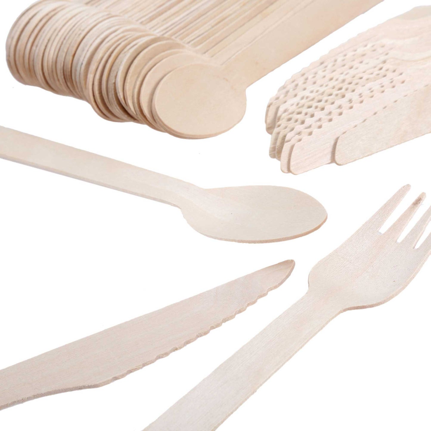 Bulk 1000 Wooden Cutlery Set - Disposable Biodegradable Eco Knives Forks Spoons - Concordia Style Boutique